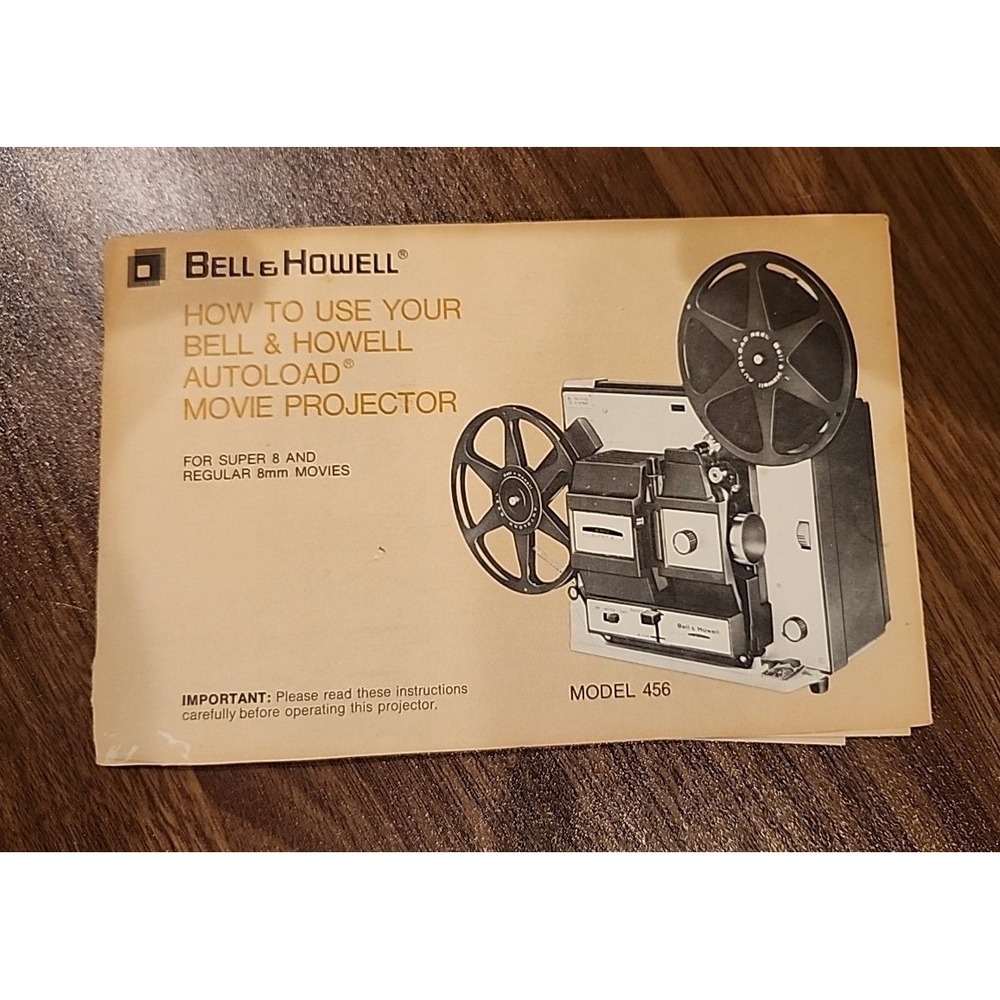 Bell & Howell Movie Projector Manual‎ Model 456 Beige Vintage Super 8 8mm